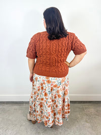 Rust Floral Tiered Maxi Skirt
