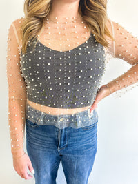 Mesh Pearl Layering Top