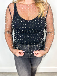 Mesh Pearl Layering Top