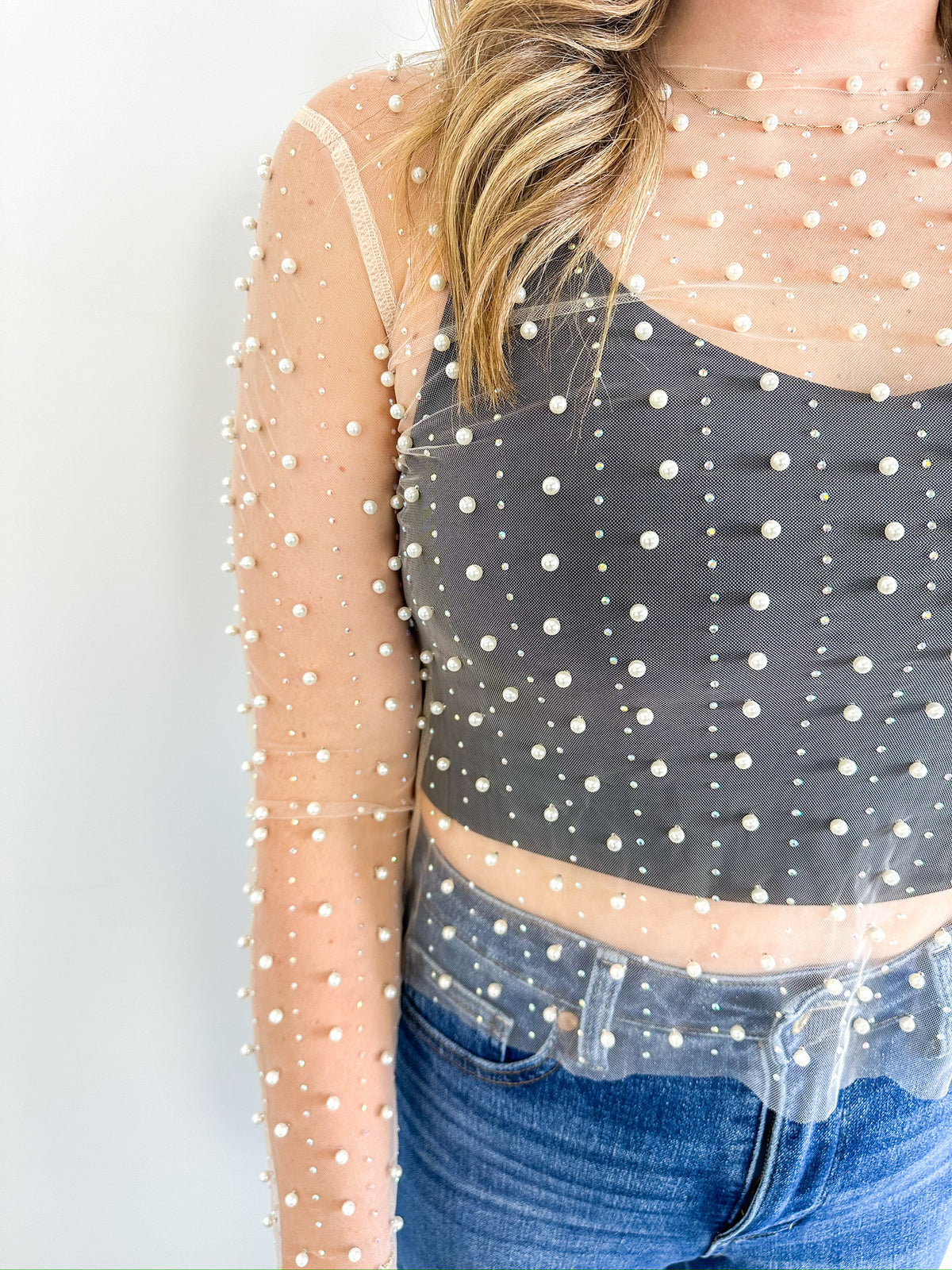 Mesh Pearl Layering Top
