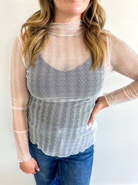 Ivory Sheer Mesh Layering Top