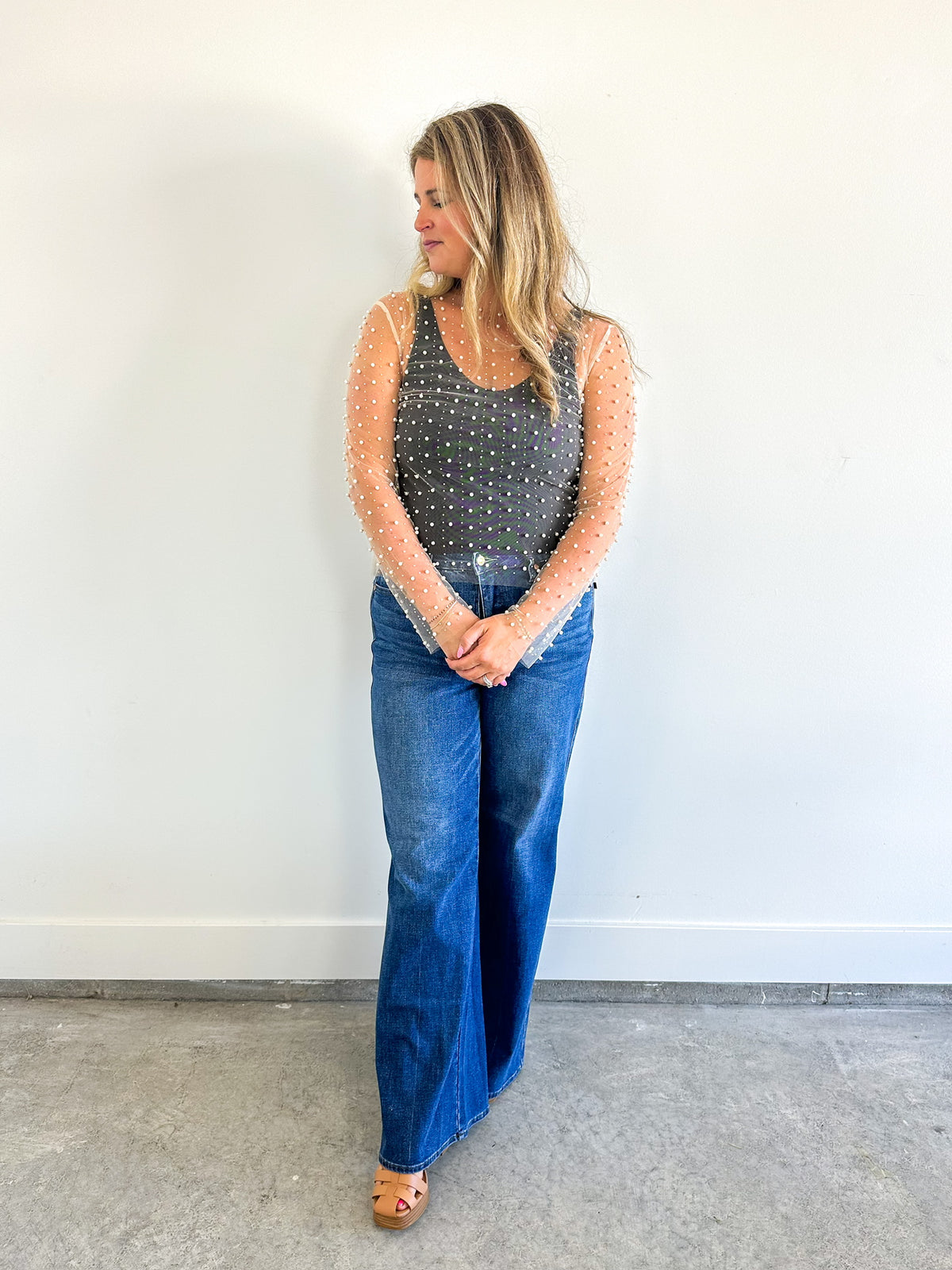 Mesh Pearl Layering Top