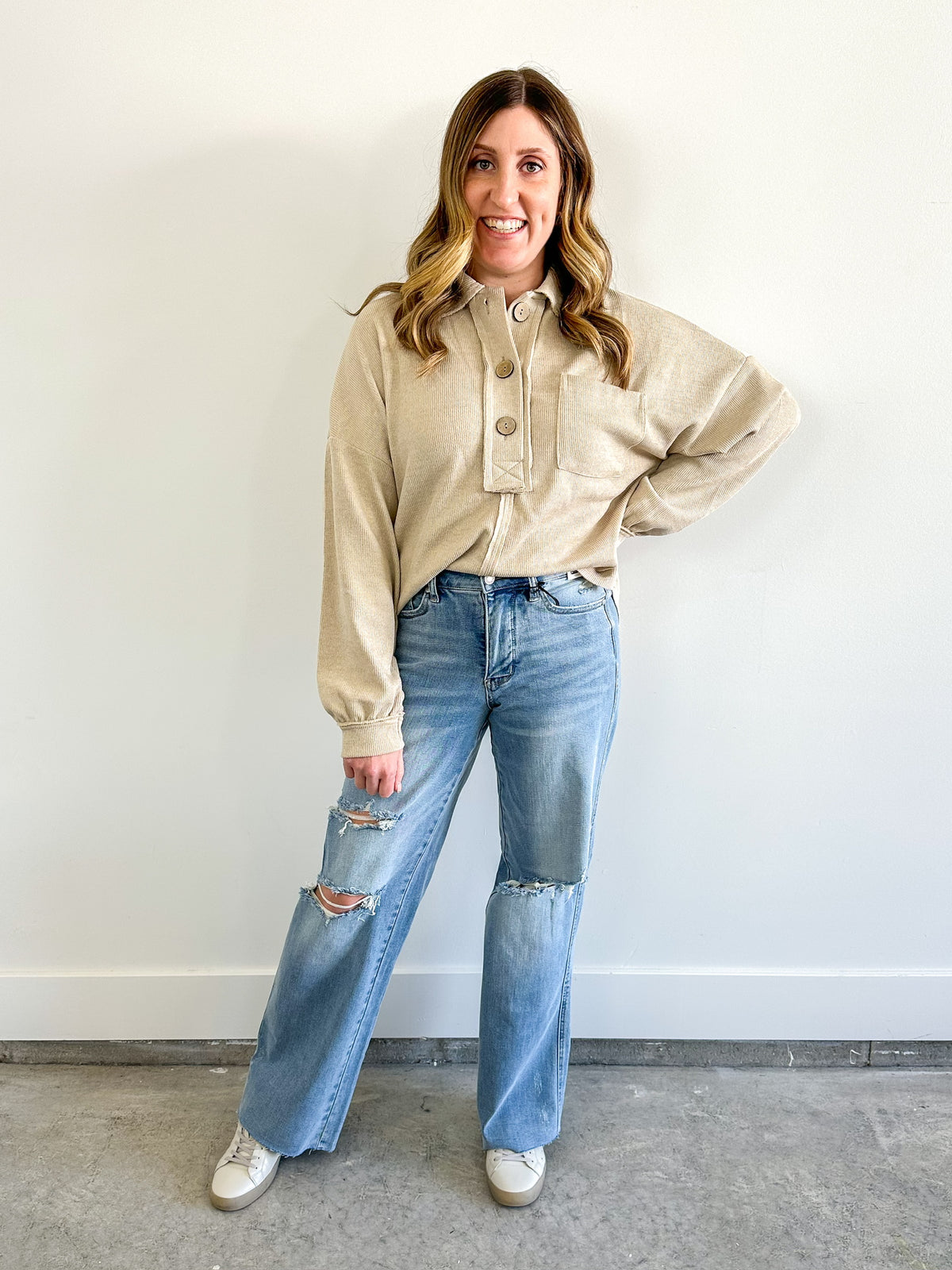 Quarter Button Knit Sweater