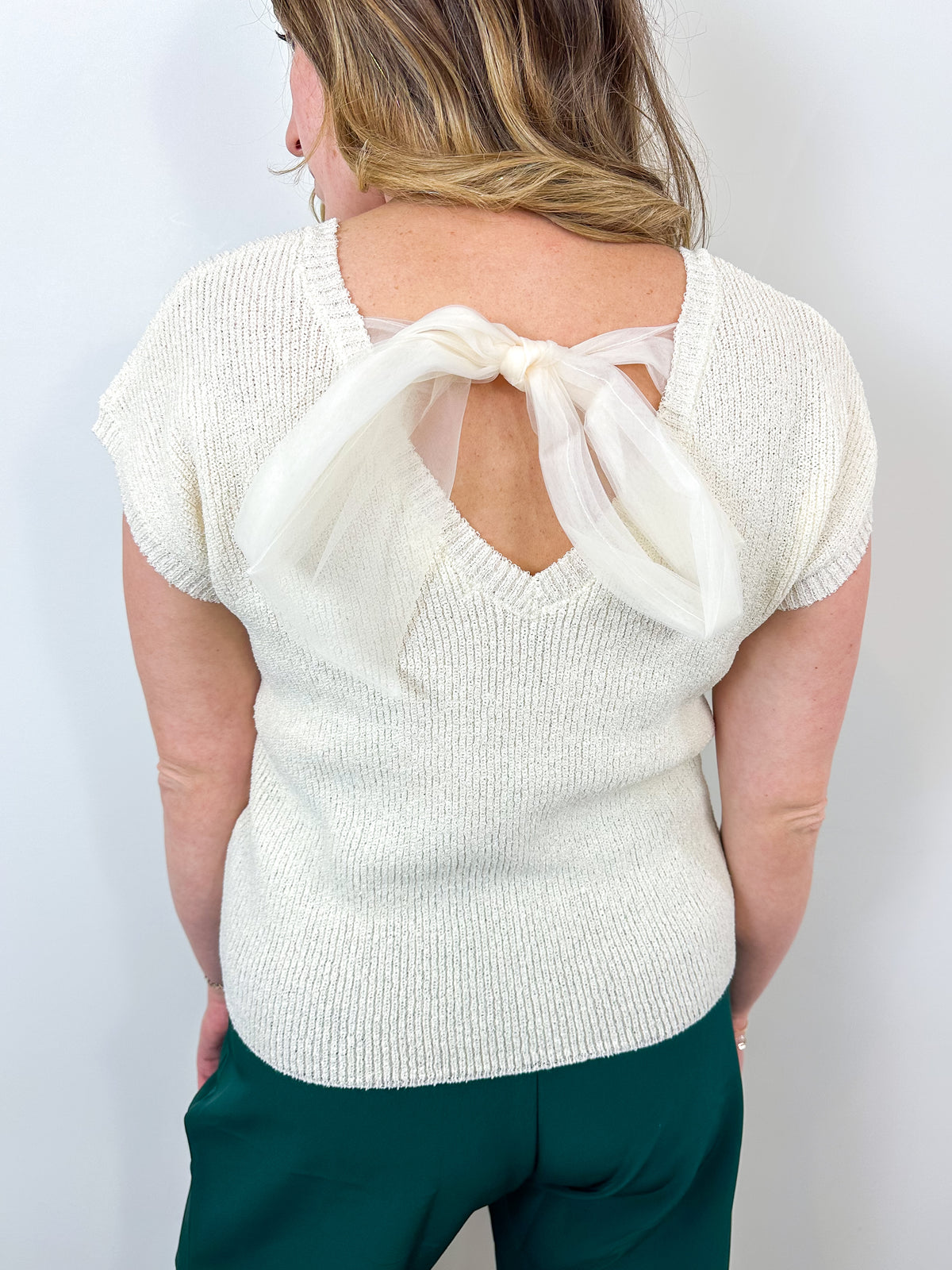 Tulle Bow Back Sweater