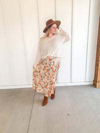 Rust Floral Tiered Maxi Skirt