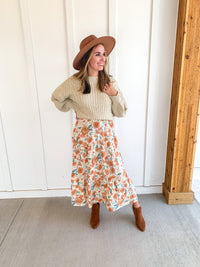 Rust Floral Tiered Maxi Skirt