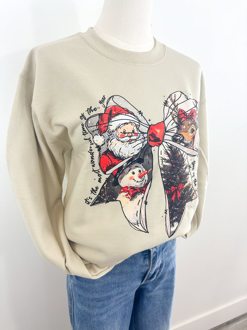 Vintage Christmas Bow Sweatshirt