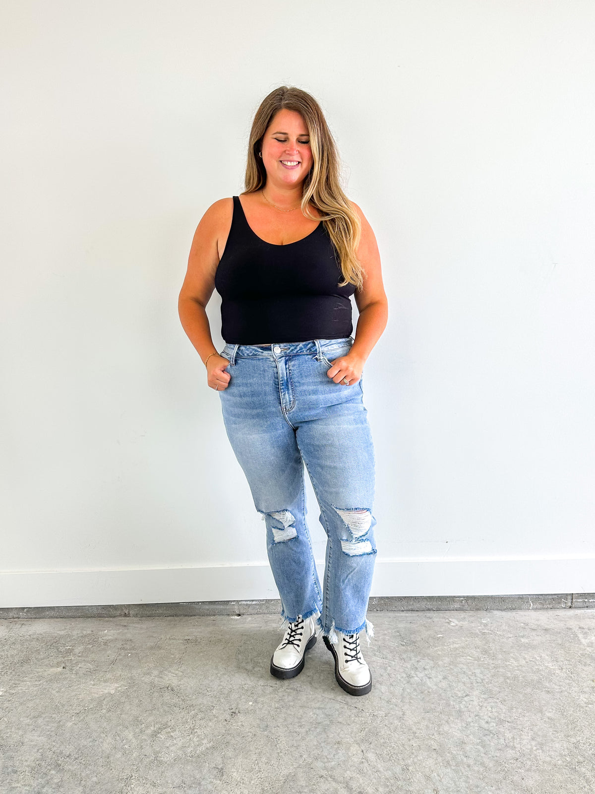 Black Padded Cropped Tank