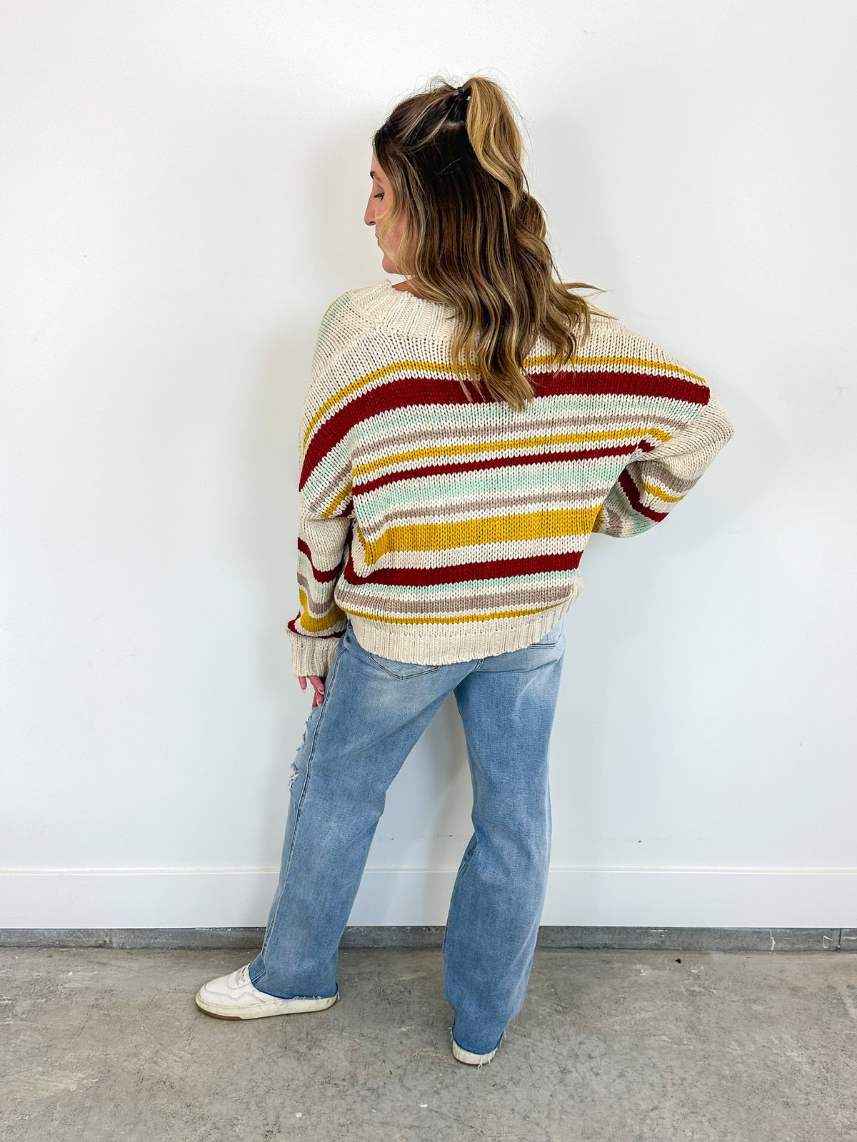 Striped Button Front Cardigan