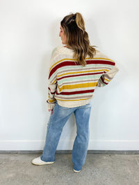 Striped Button Front Cardigan