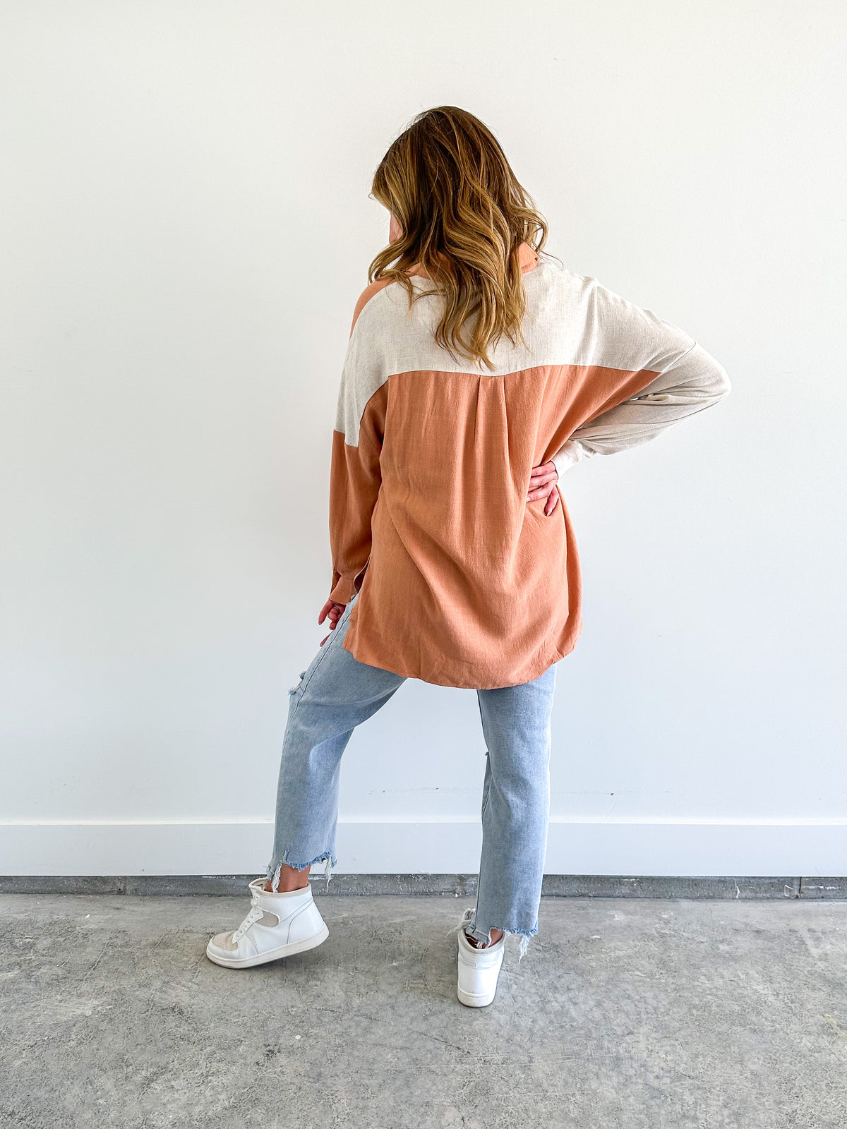 Terracotta Linen Top