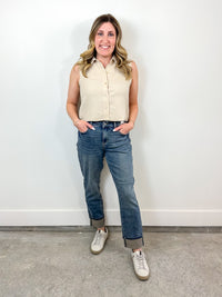 Linen Collared Oatmeal Tank