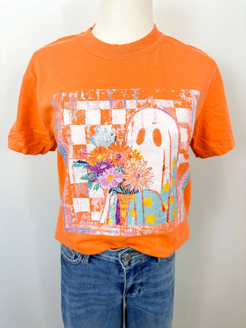 Checkered Floral Ghost Tee