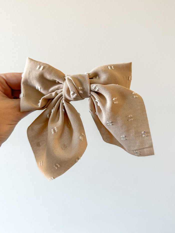 Taupe Swiss Dot Bow