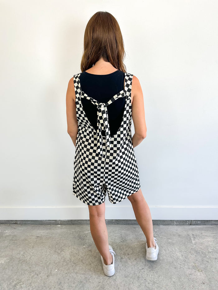Checkered Tie Back Romper
