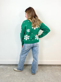 Green Snowflake Holiday Sweater