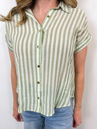 Sage Green Striped Tee