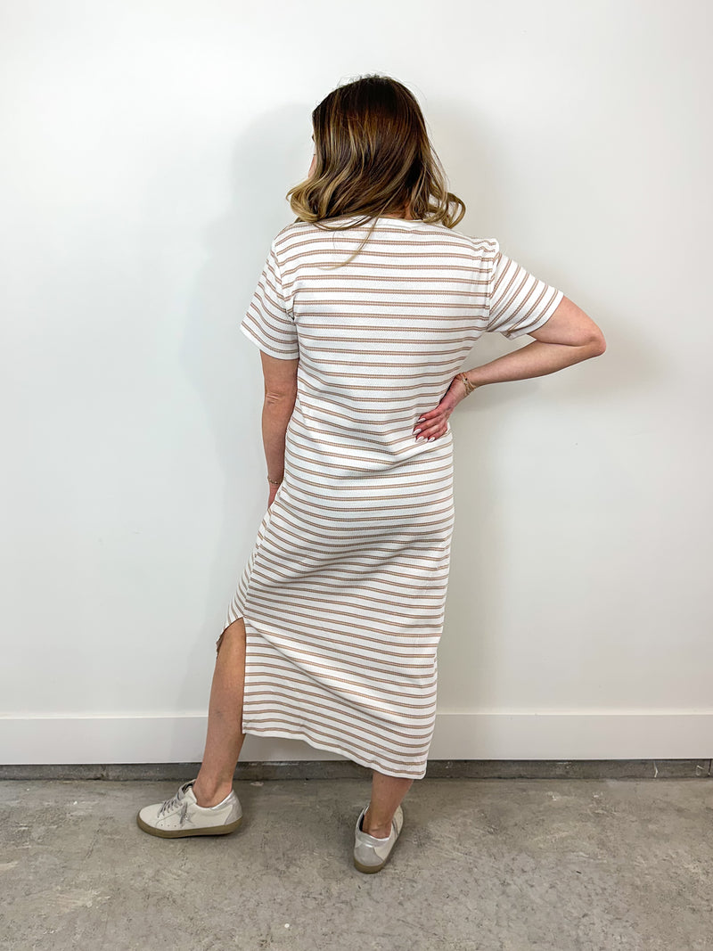 Taupe Striped Tee Dress