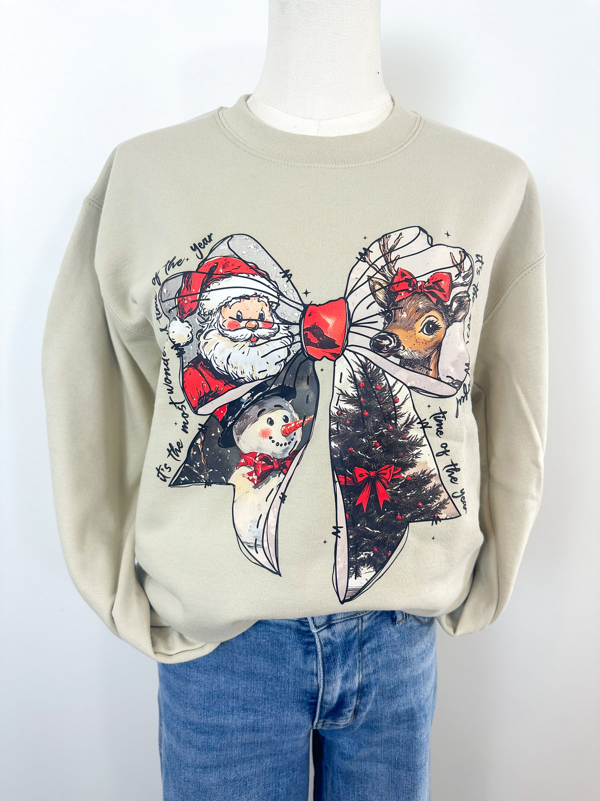 Vintage Christmas Bow Sweatshirt