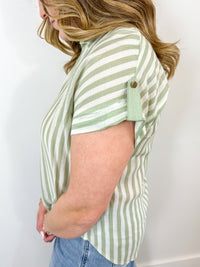 Sage Green Striped Tee