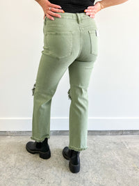 Olive Distressed Jeans- Risen