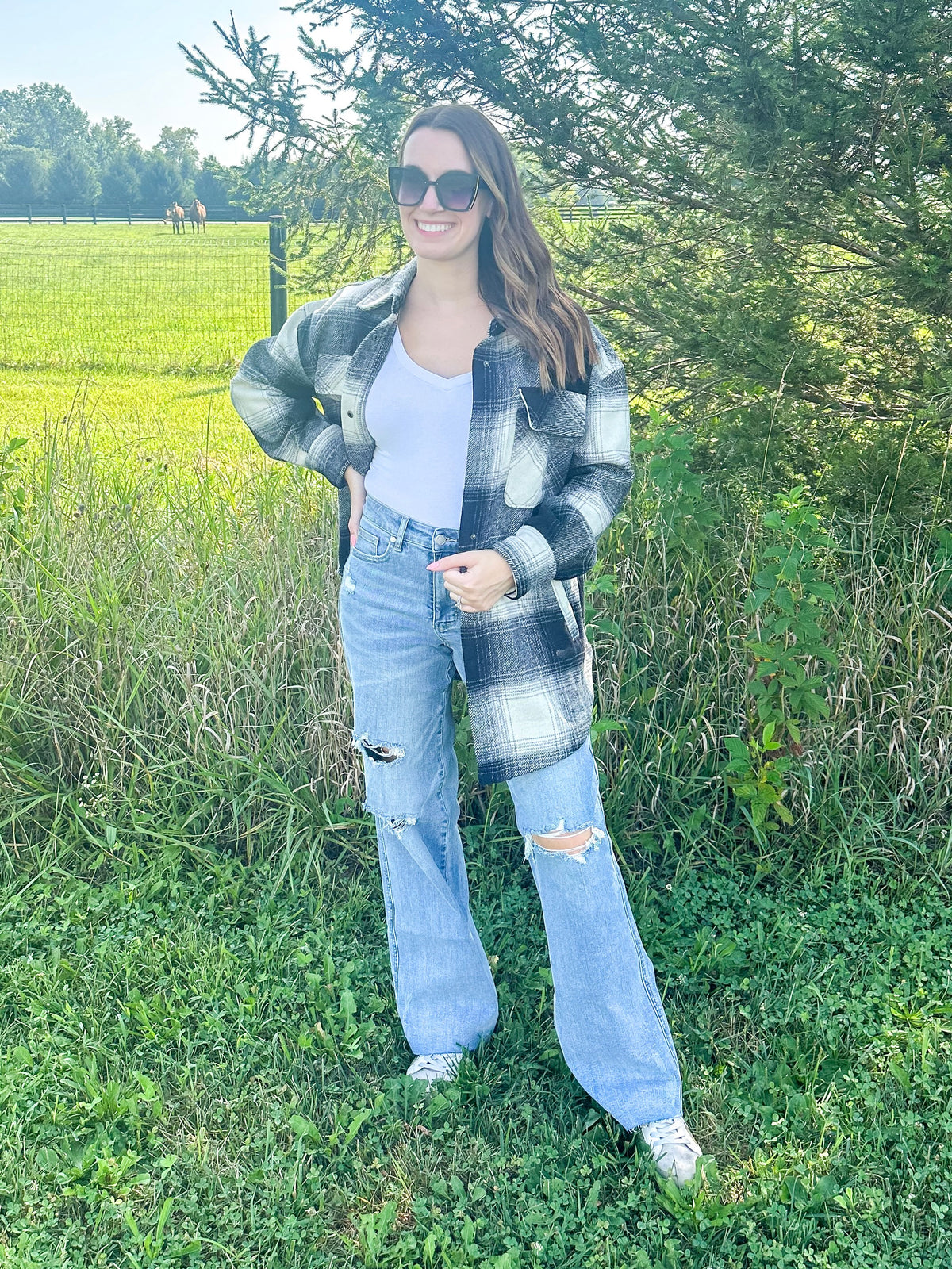 Black & Ivory Plaid Oversized Shacket