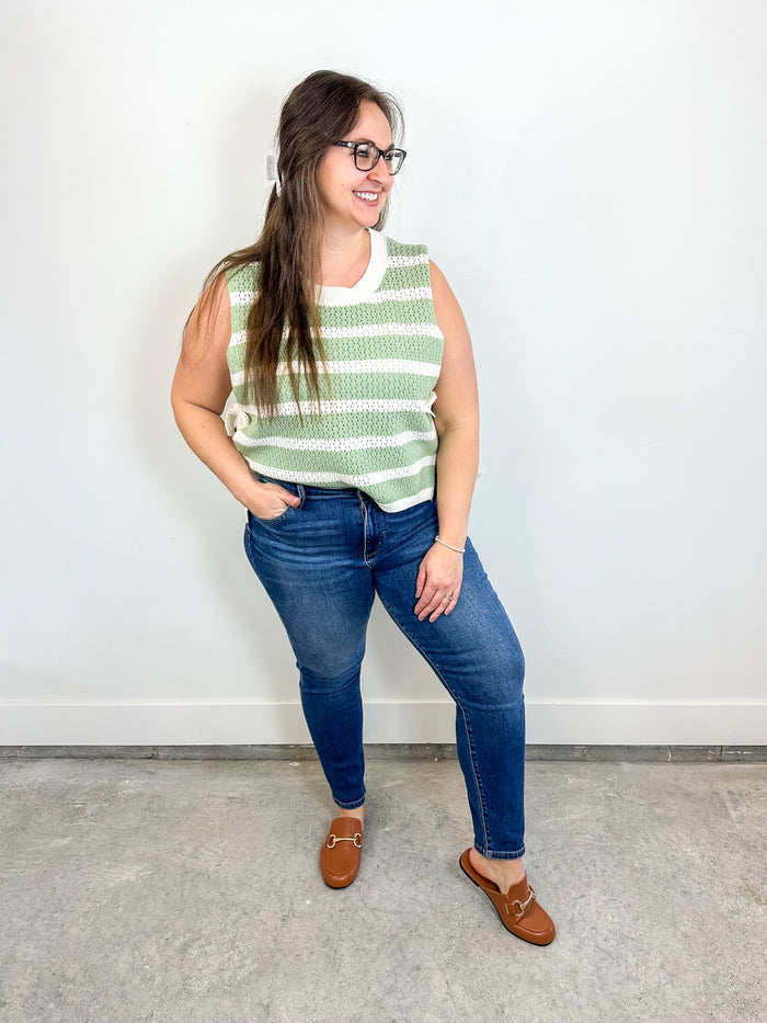 Striped Side Tie Knit Tank