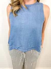 Round Neck Chambray Tank
