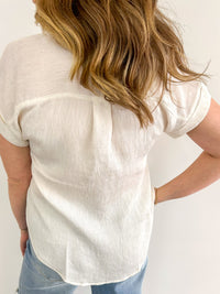 Natural Quarter Button Collared Tee
