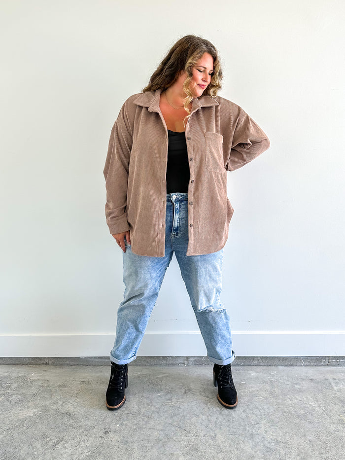 Light Mocha Corduroy Shacket