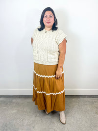 Mustard Tiered Midi Skirt