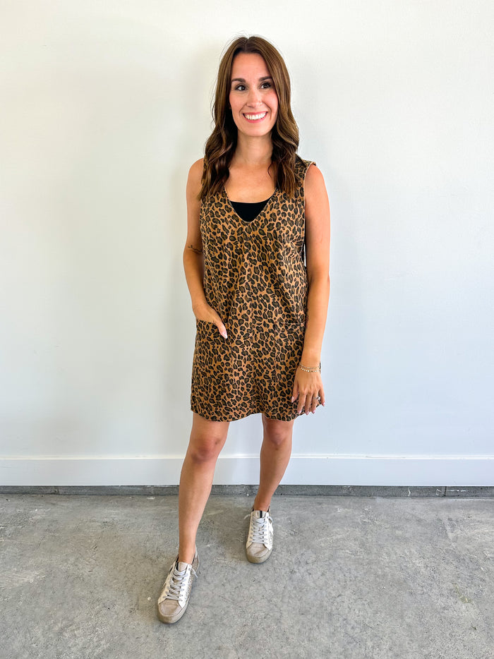 Leopard Denim Mini Dress for Women – Variety Row Boutique