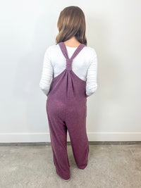 Plum Knit Tie Strap Jumpsuit