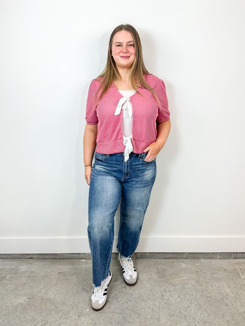 Pink Tie Front Top