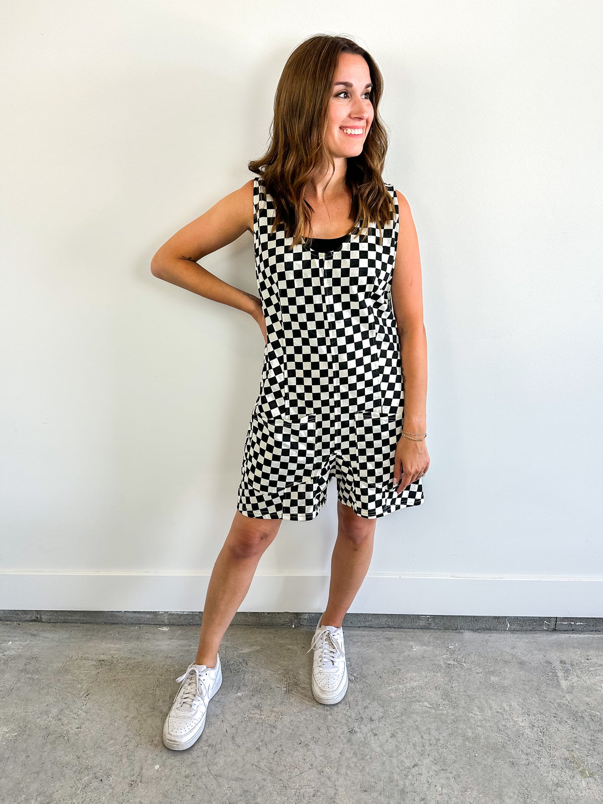 Checkered Tie Back Romper