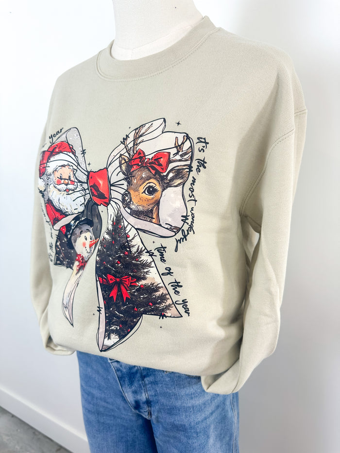 Vintage Christmas Bow Sweatshirt