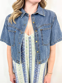 Cropped Denim Button Up Tee