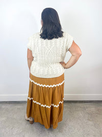 Mustard Tiered Midi Skirt
