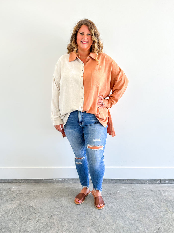 Terracotta Linen Top