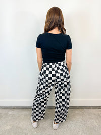 Checkerboard Barrel Jeans