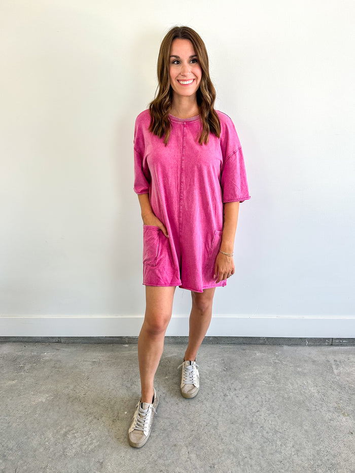 Pink Vintage Wash Romper