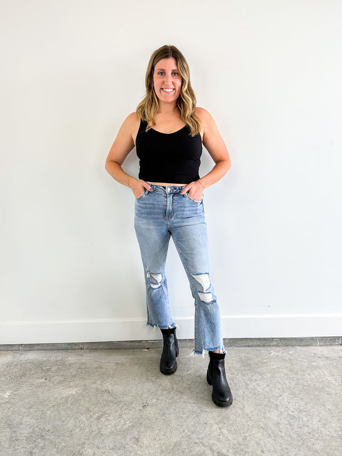 Black Padded Cropped Tank