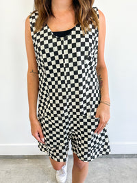 Checkered Tie Back Romper