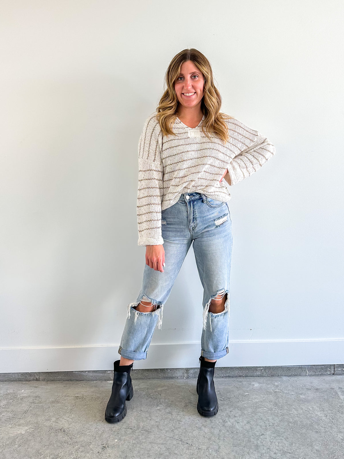 Striped Drop Shoulder Sweater