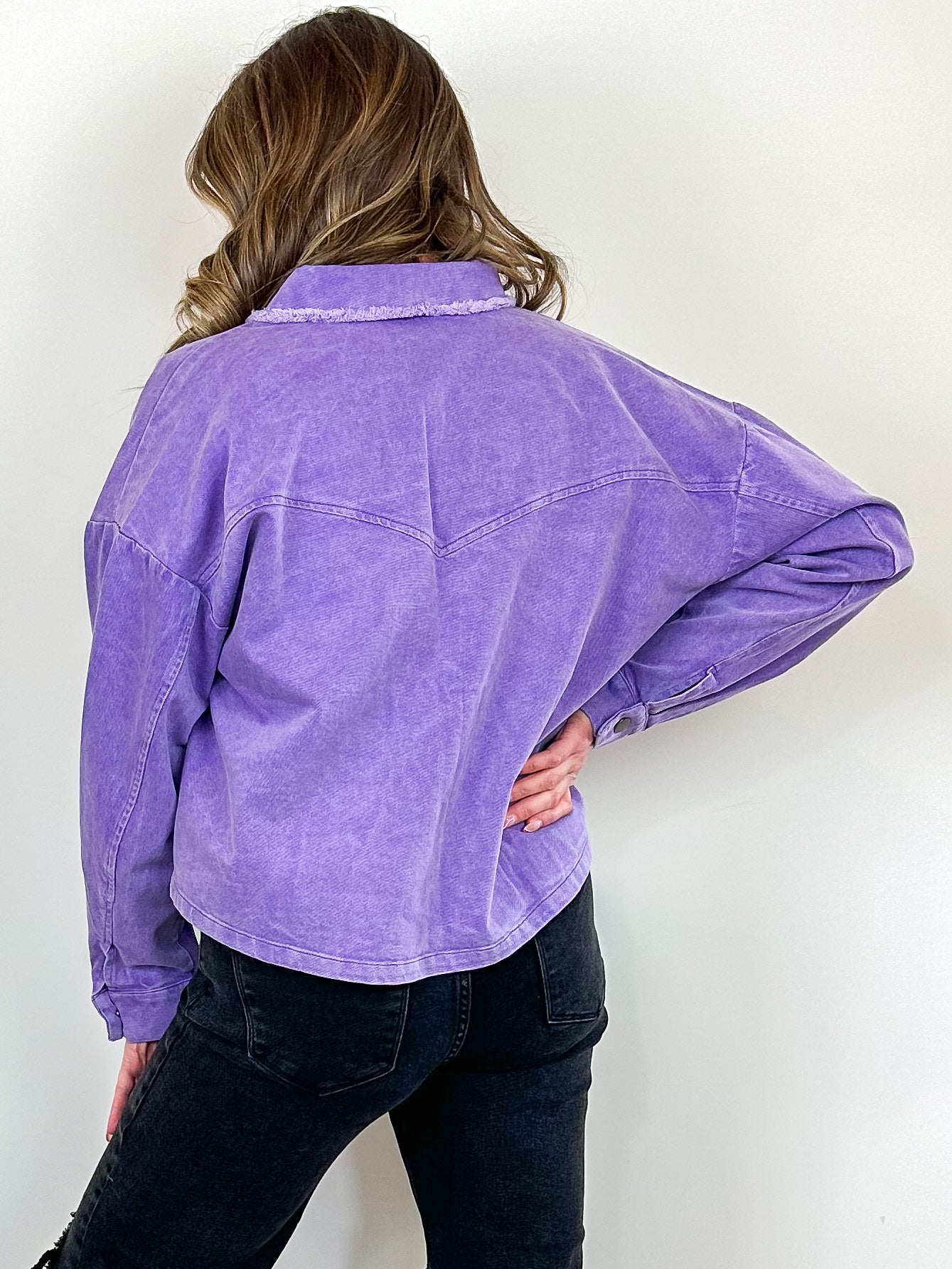 Dark purple jean jacket hot sale