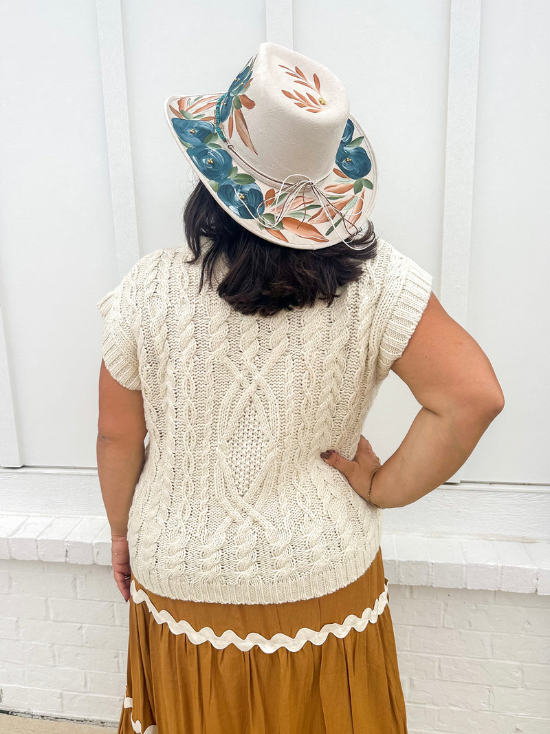 Ivory Cable Knit Sweater Vest