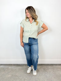 Sage Green Striped Tee