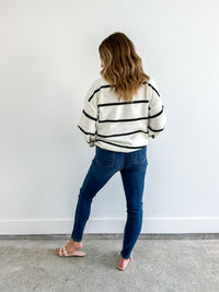 Ivory and Black Stripe Sweater