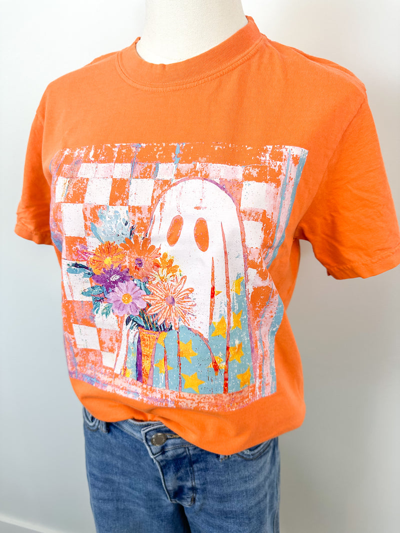Checkered Floral Ghost Tee