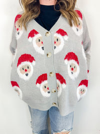 Santa Face Button-Front Cardigan